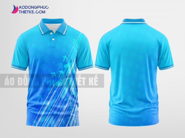 Mẫu áo thun đồng phục doanh nghiệp ngôn ngữ Tiếng Italya xanh da trời thiết kế lạ DPP1108