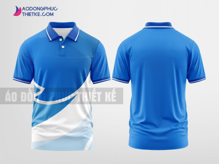 Mẫu áo thun đồng phục doanh nghiệp Krông Bông Màu xanh dương thiết kế may đẹp DPP1570