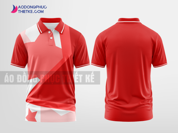 Mẫu áo đồng phục có cổ Anh Đào Hồng Màu đỏ thiết kế đẹp DPP2026