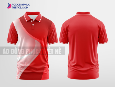 Mẫu áo đồng phục có cổ Văn Hùng Màu đỏ thiết kế may đẹp DPP2132