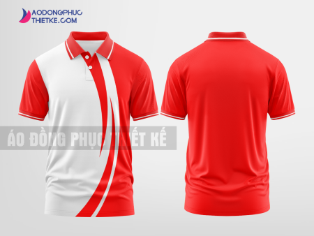 Mẫu áo đồng phục công ty có cổ Tím Núi Rừng Màu đỏ thiết kế uy tín DPP2046