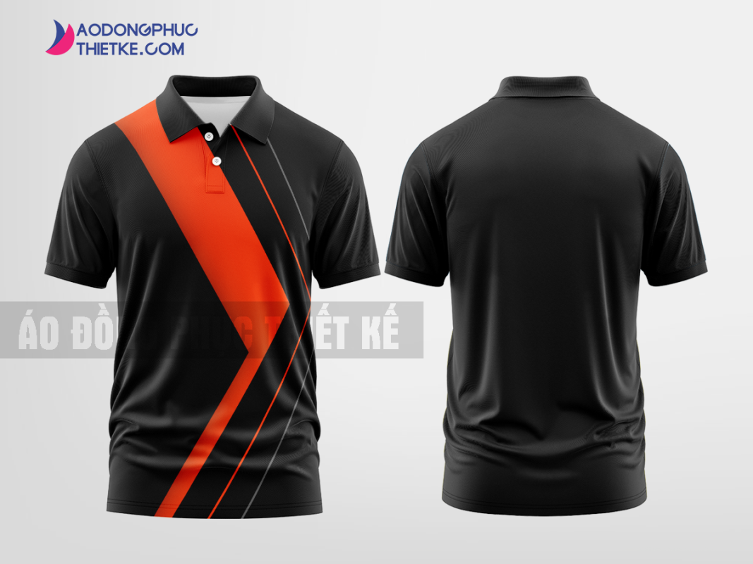 Mẫu áo đồng phục doanh nghiệp có cổ Quỳnh Hà Màu đen thiết kế giá rẻ DPP2411