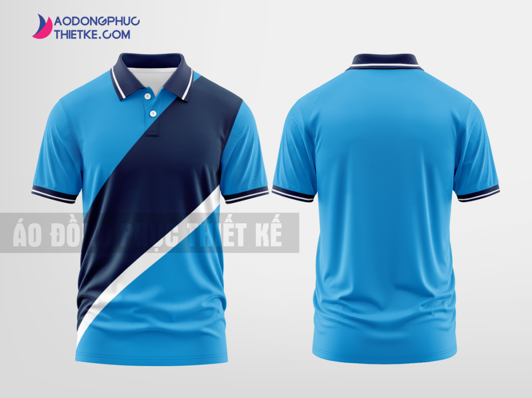 Mẫu áo polo doanh nghiệp Quốc Bảo Màu xanh da trời tự thiết kế DPP2110