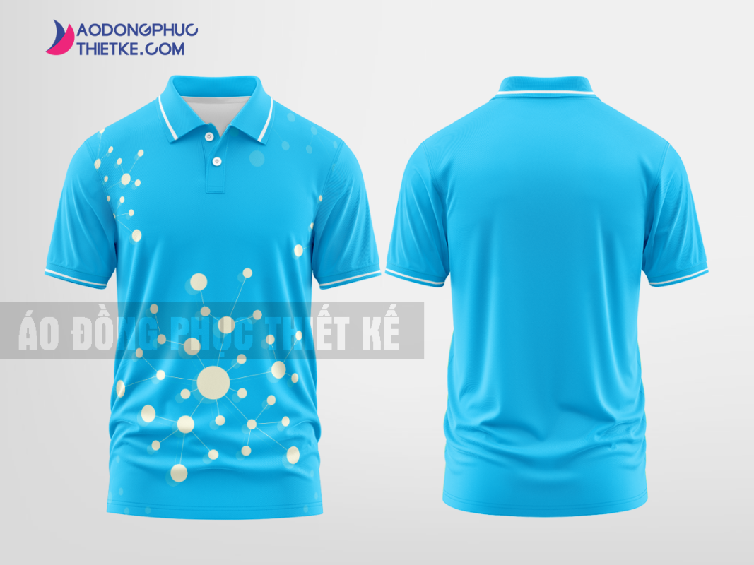 Mẫu áo polo doanh nghiệp Quốc Tân Màu xanh da trời thiết kế đẹp DPP2338