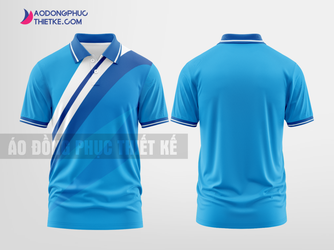 Mẫu áo đồng phục thun cổ bẻ Giáp Bát Group Màu xanh da trời thiết kế nữ DPP2946