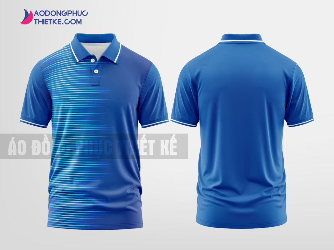 Mẫu áo polo 3D đồng phục Phú Quý Wealthy Màu xanh dương thiết kế sáng tạo DPP2707