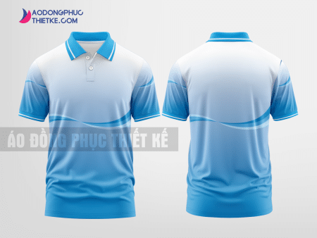 Mẫu áo đồng phục Fiditour màu xanh da trời thiết kế mẫu 2 DPP84B